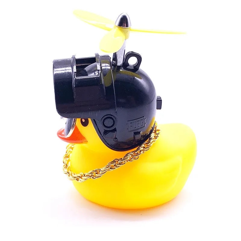 Rubber Duck Car Dashboard Ornament with Propeller Helmet - Cute Auto Decoration