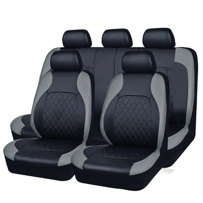 All-Season Quilted PU Leather Car Seat Covers - Full 5-Seat Protection Set