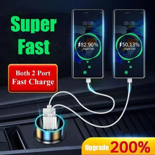 240W Dual Port Car Charger - Super Fast Charging with Digital Display