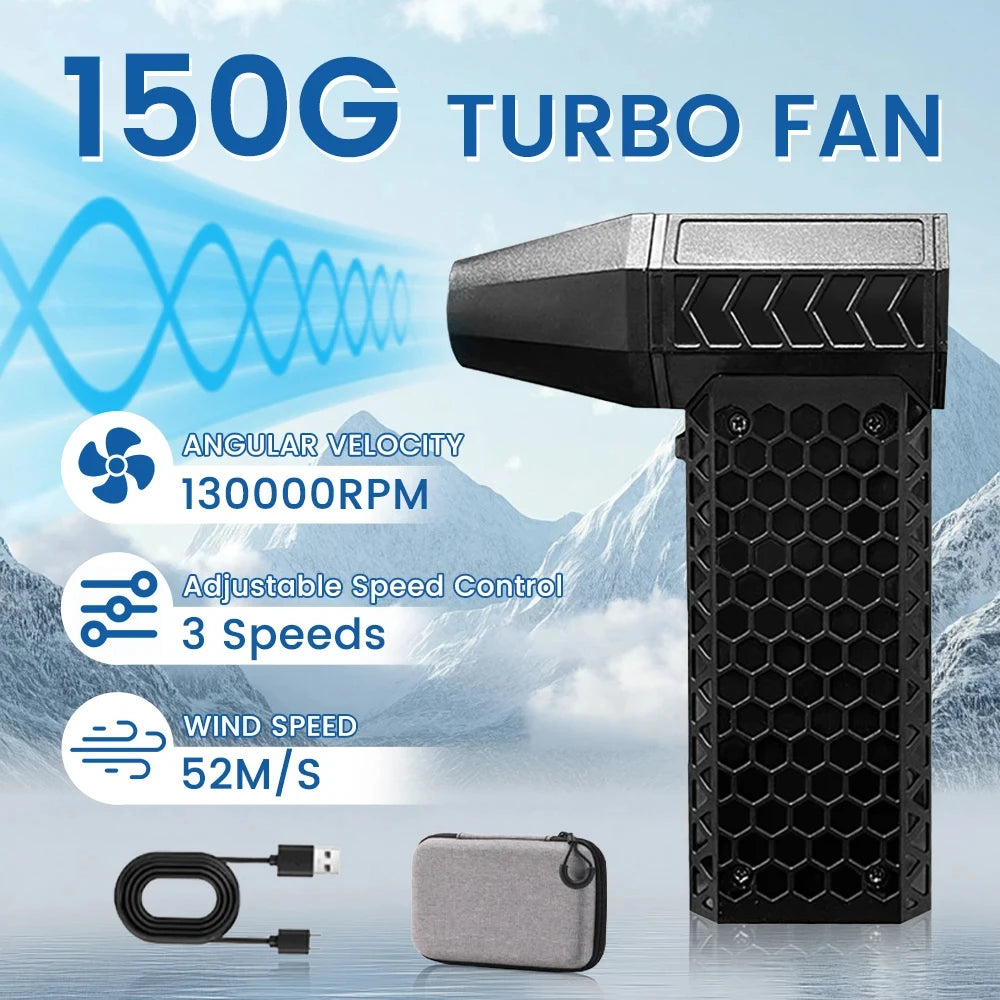 Mini Turbo Jet Fan - 130,000RPM Portable Air Blower with 52m/s Wind Speed