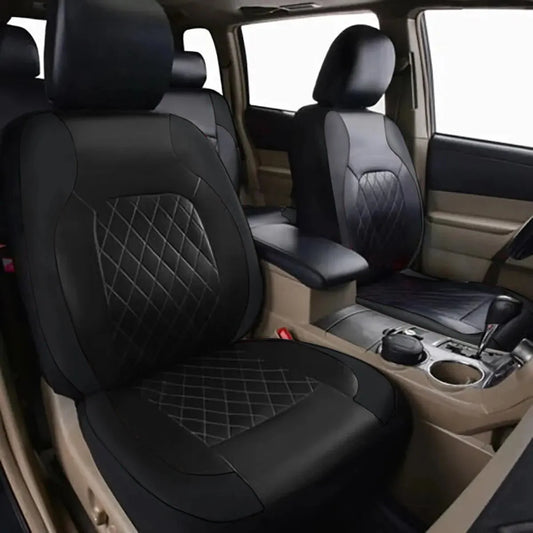All-Season Quilted PU Leather Car Seat Covers - Full 5-Seat Protection Set