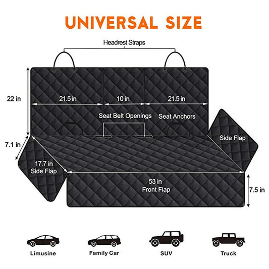 Car Dog Seat Cover - 4-Layer Waterproof Pet Protector for Back Seat