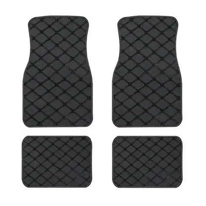 4-Piece Universal PU Leather Car Floor Mats - Waterproof Front & Rear Protection Set