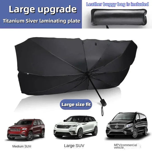 Car Front Window Sun Shade - UV Protection Windshield Sunshade with 10-Rib Structure