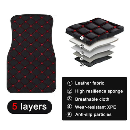 4-Piece Universal PU Leather Car Floor Mats - Waterproof Front & Rear Protection Set