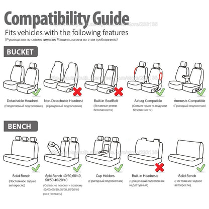 2-Piece Universal Car Seat Covers - Tire Trace Design with Foam Padding