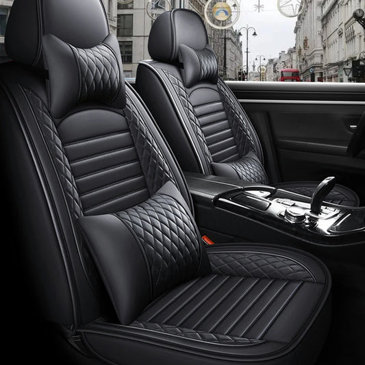 5-Seat Complete PU Leather Car Seat Cover Set - Full Interior Protection Kit