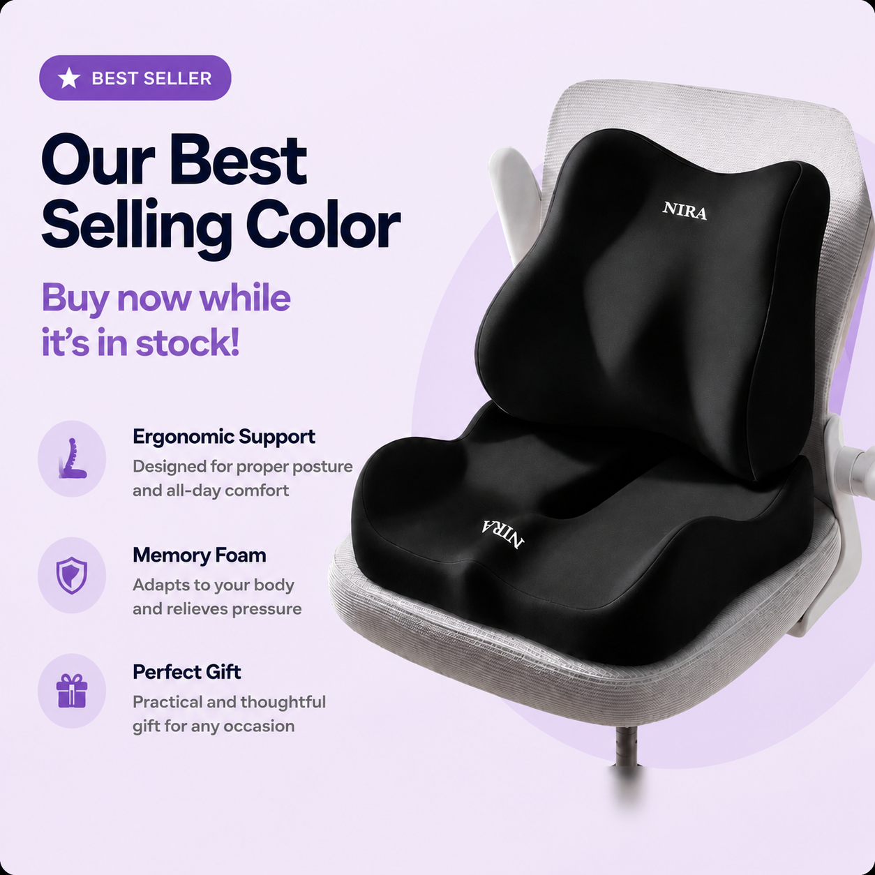 Ergonomic Memory Foam Seat Cushion