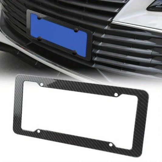 Carbon Fiber License Plate Frame + 4 Valve Stem Caps